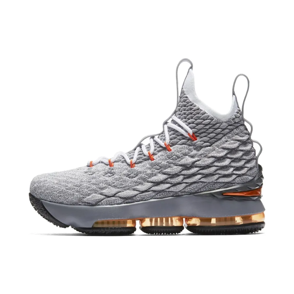 Nike LeBron 15 Safety Orange (GS) Dark Grey/Safety Orange-Wolf Grey-Black (922811-080)