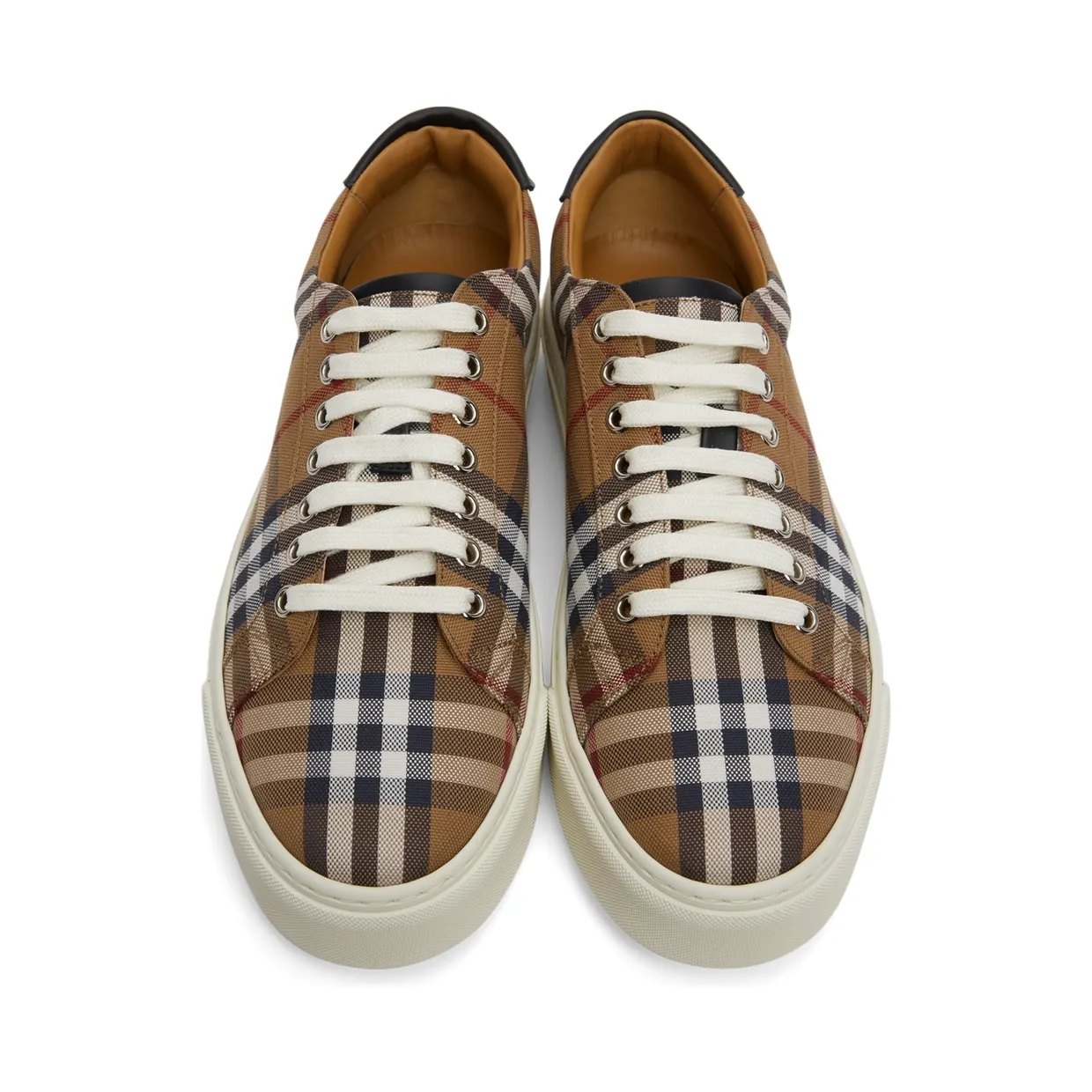 Burberry Brown Check Canvas & Calfskin Sneakers (8048156) (5)