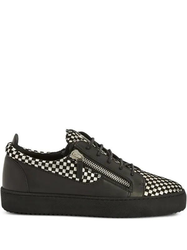 Giuseppe Zanotti Frankie geruite leren sneakers – Black (RU90098K19)