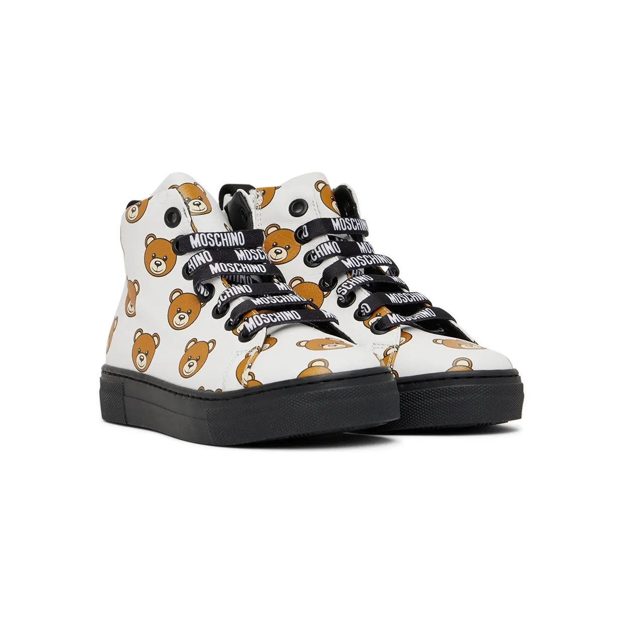 Moschino Kids White Teddy Print Sneakers (71772) (4)