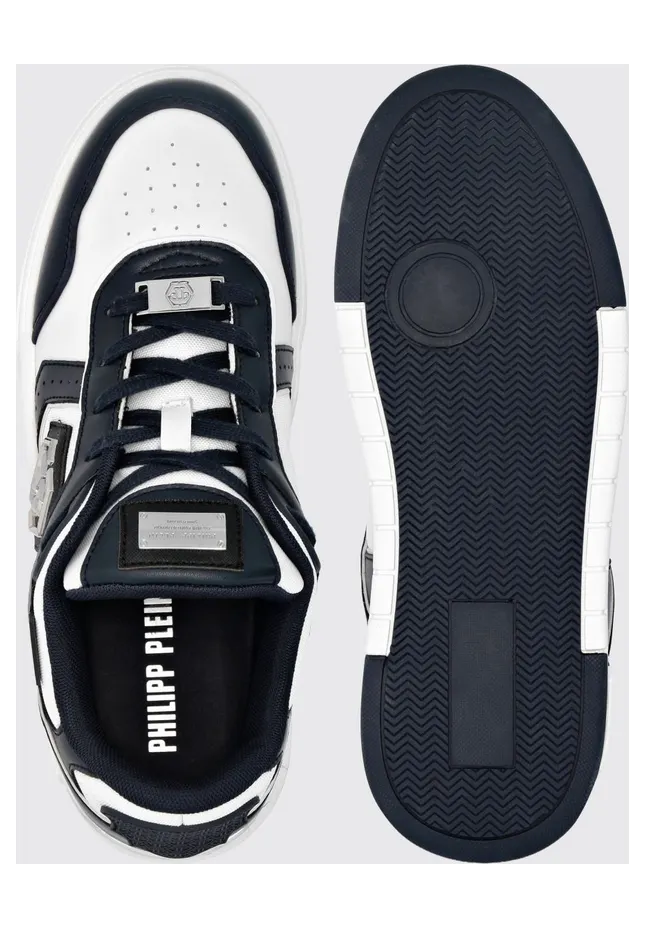 Philipp plein Leather and Mesh Sneakers Blue (SAESUSC0766PTE120N14) (3)