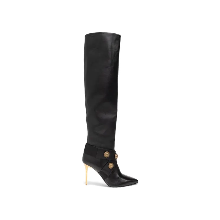 Balmain Alma Leather Boots Black (BN1TA917LNAP0PA)