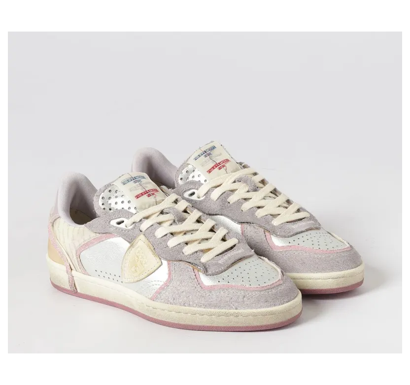 Philippe Model Pgal Sneakers in Suede and Fabric with a Worn-Out Sole Lilac (PGLDMXE1)