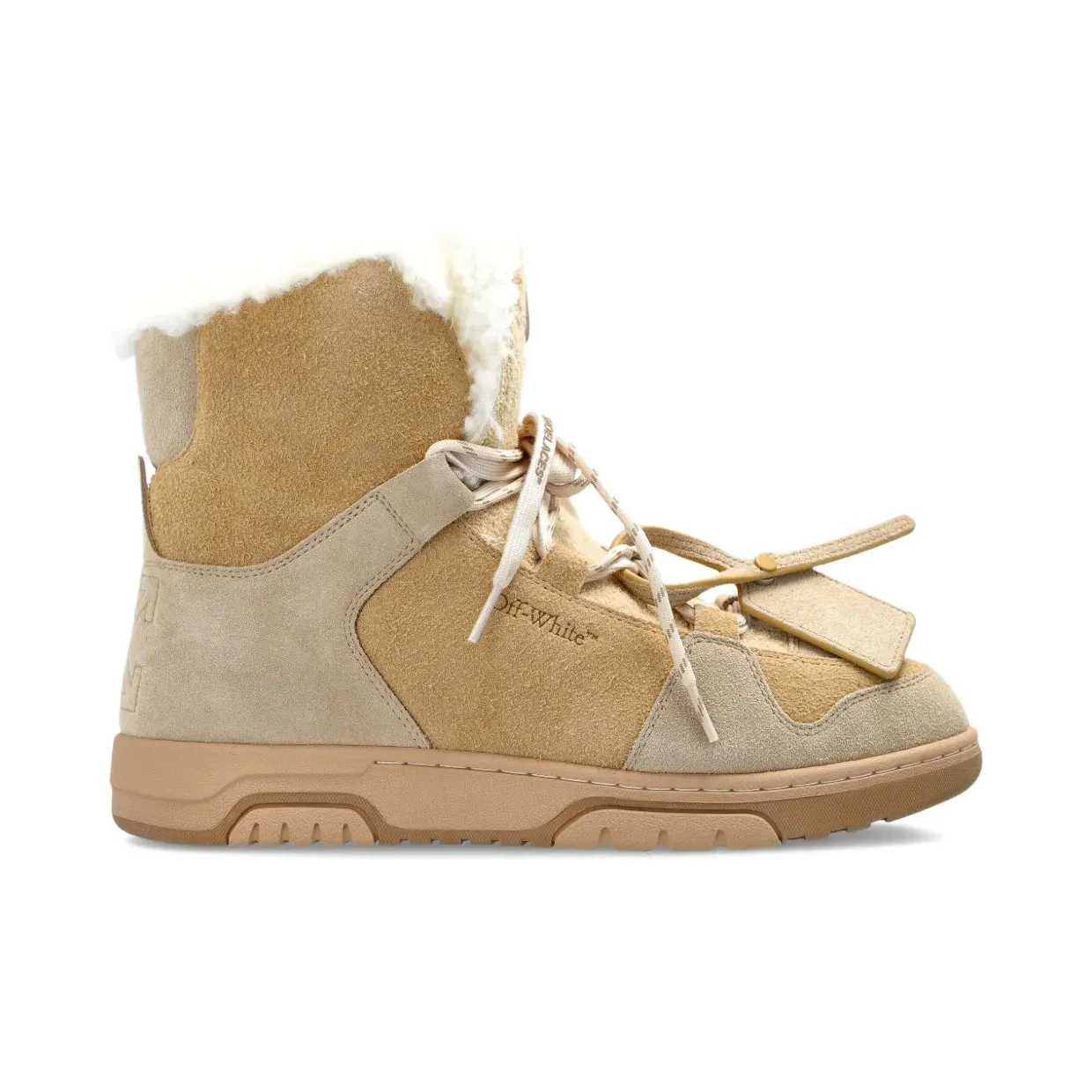 Off-White High-Top-Sneakers mit Schnürung Nude (OMIY003F25LEA0016C68)