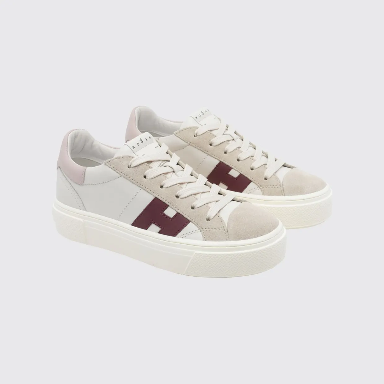 Hogan Crosswind Platform Sneakers in Smooth and Suede Calfskin White (HXW7050GB00UHC0R2C)