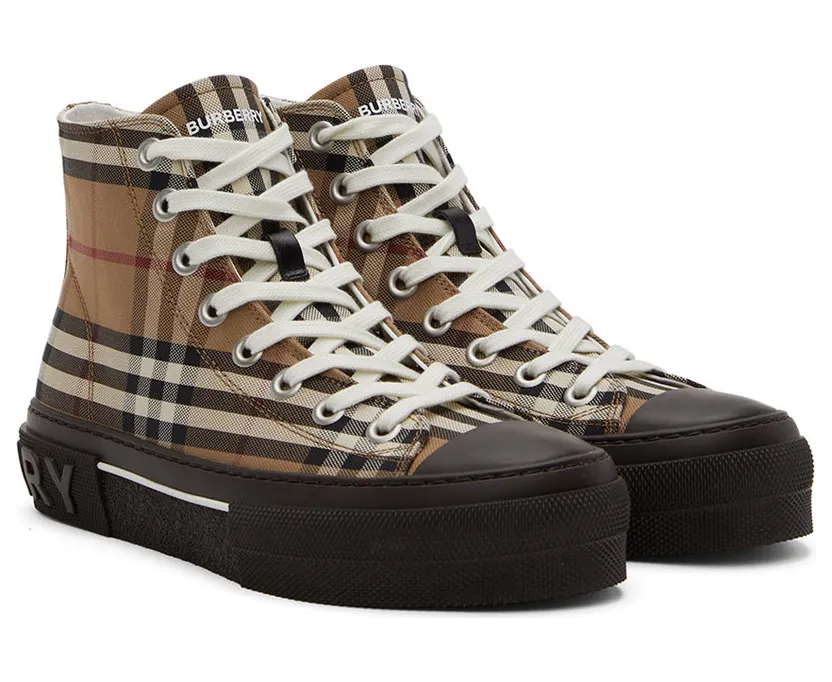 Burberry Brown Vintage Check High-Top Sneakers (8055661) (4)