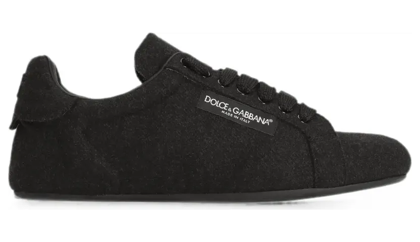 Dolce & Gabbana Portofino Soft leren sneakers met split – Zwart (CS2471A0981)