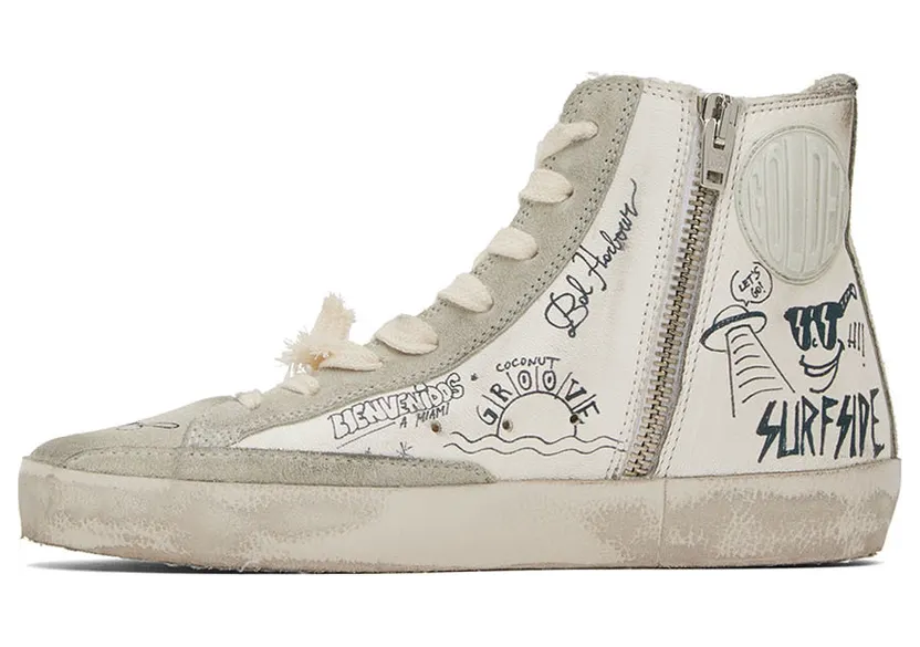 Golden Goose White & Gray Francy Classic High-Top Sneakers (GMF00113.F002669.10220) (3)