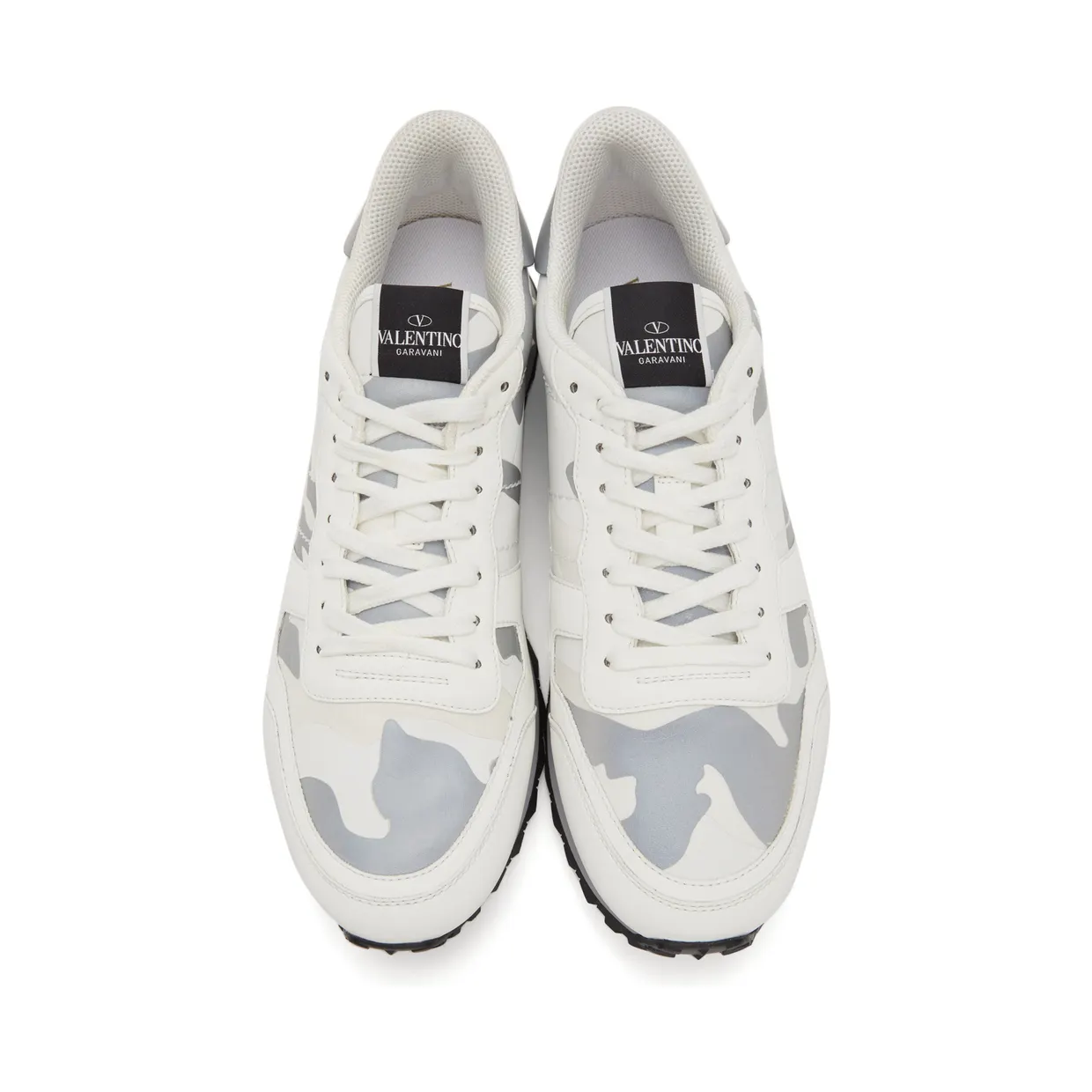 Valentino Garavani White & Silver Camouflage Rockrunner Sneakers (WY0S0723KIB) (5)