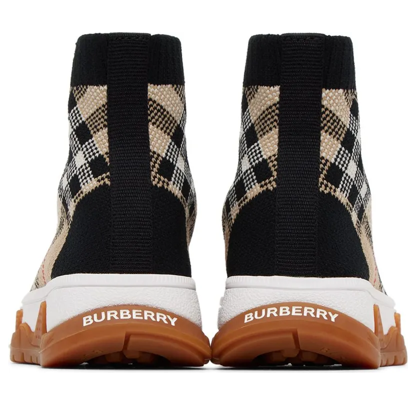 Burberry Union Sock Sneaker – “Vintage Check Black Beige” (8053050) (2)
