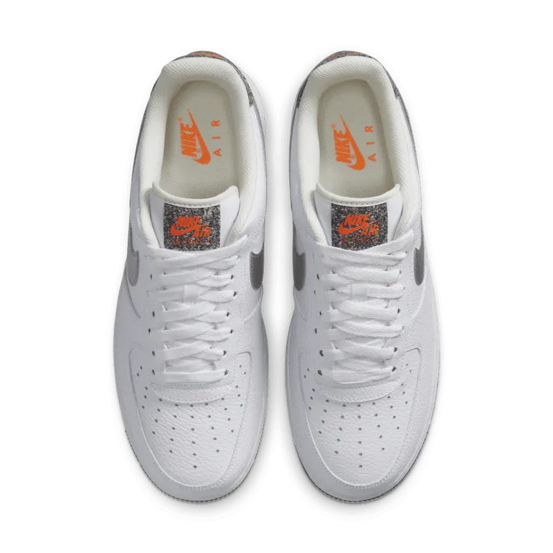 Nike Air Force 1 Crater Grind White White/Metallic Silver-Light Smoke Grey-Laser Orange (DA4676-100)
