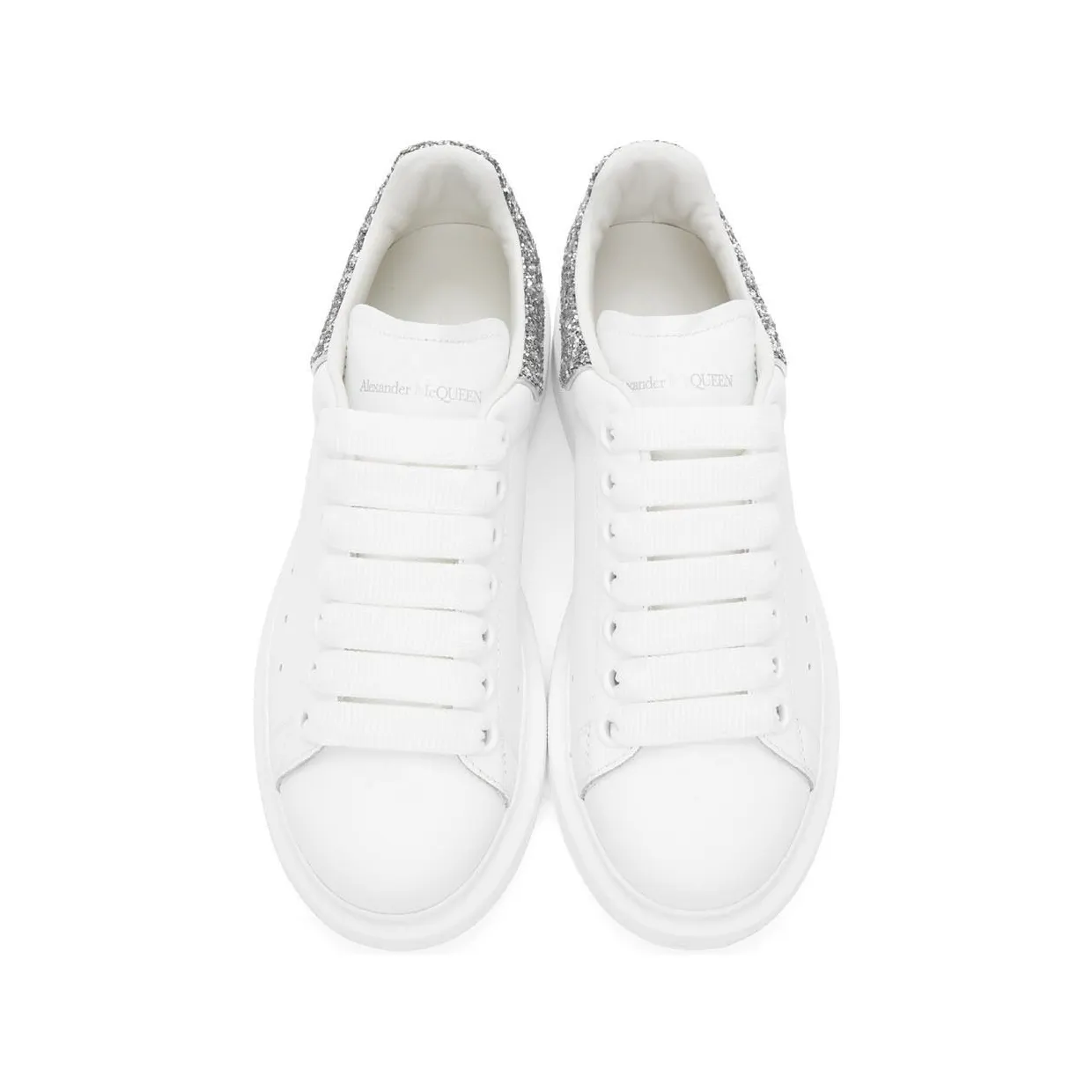 Alexander McQueen SSENSE Exclusive White & Silver Oversized 9071 Silver “Glitter” (558945WHTQ6) (5)