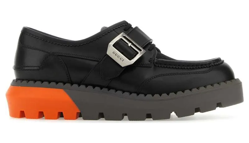 Gucci Lace Up Shoe Buckle Black Orange (739868 AABZ0 1000)