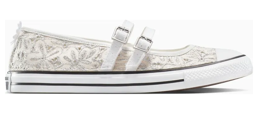 Converse Chuck Taylor All Star Dainty Mary Jane Romantic Lace Silver Flowers (A15454C)