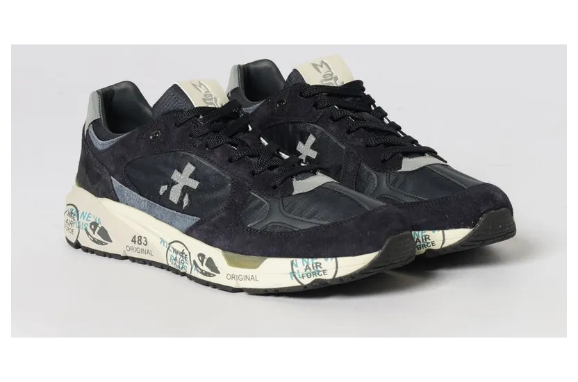 Premiata Mase Suede and Canvas Sneakers Blue 1 (MASE258020)