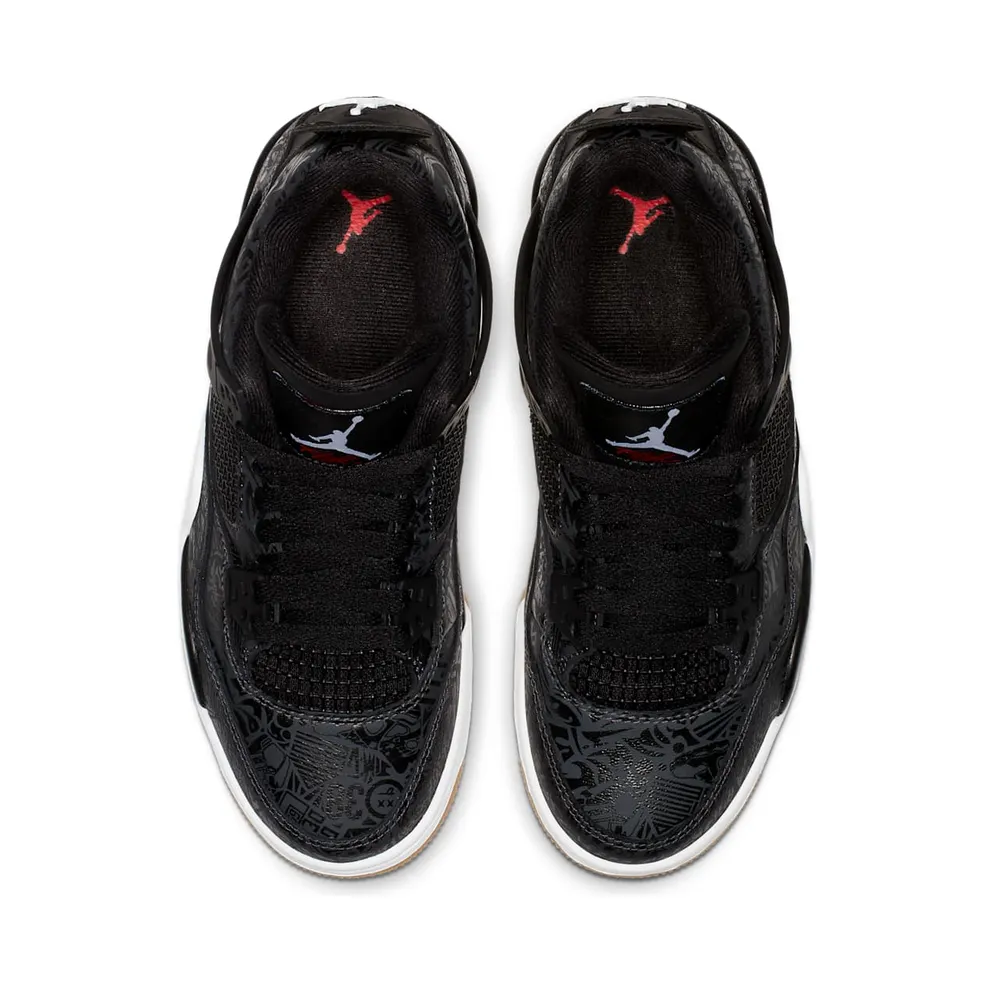 Jordan 4 Retro Laser Black Gum (GS) Black/White-Gum Light Brown-University Red (CI2970-001)