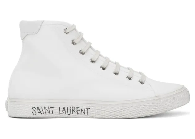 Saint Laurent White Malibu High-Top Sneakers (606075GUZ20)