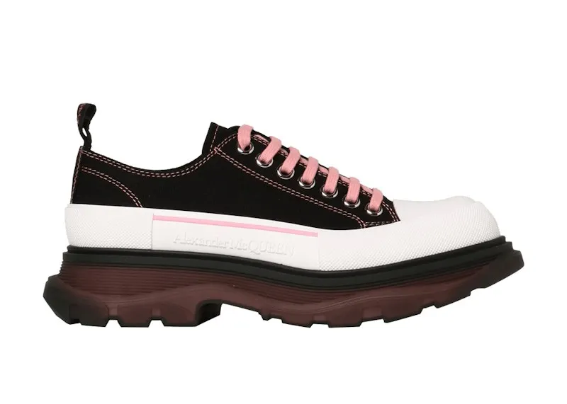Alexander McQueen Tread Slick Low Lace Up Black Blossom Pink (662687W4MV91321)
