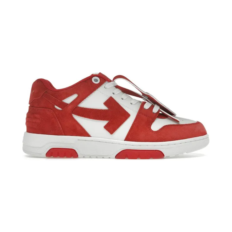 OFF-WHITE Out Of Office “OOO” Low Tops Brick Red White Suede (OMIA189S25LEA0072701)
