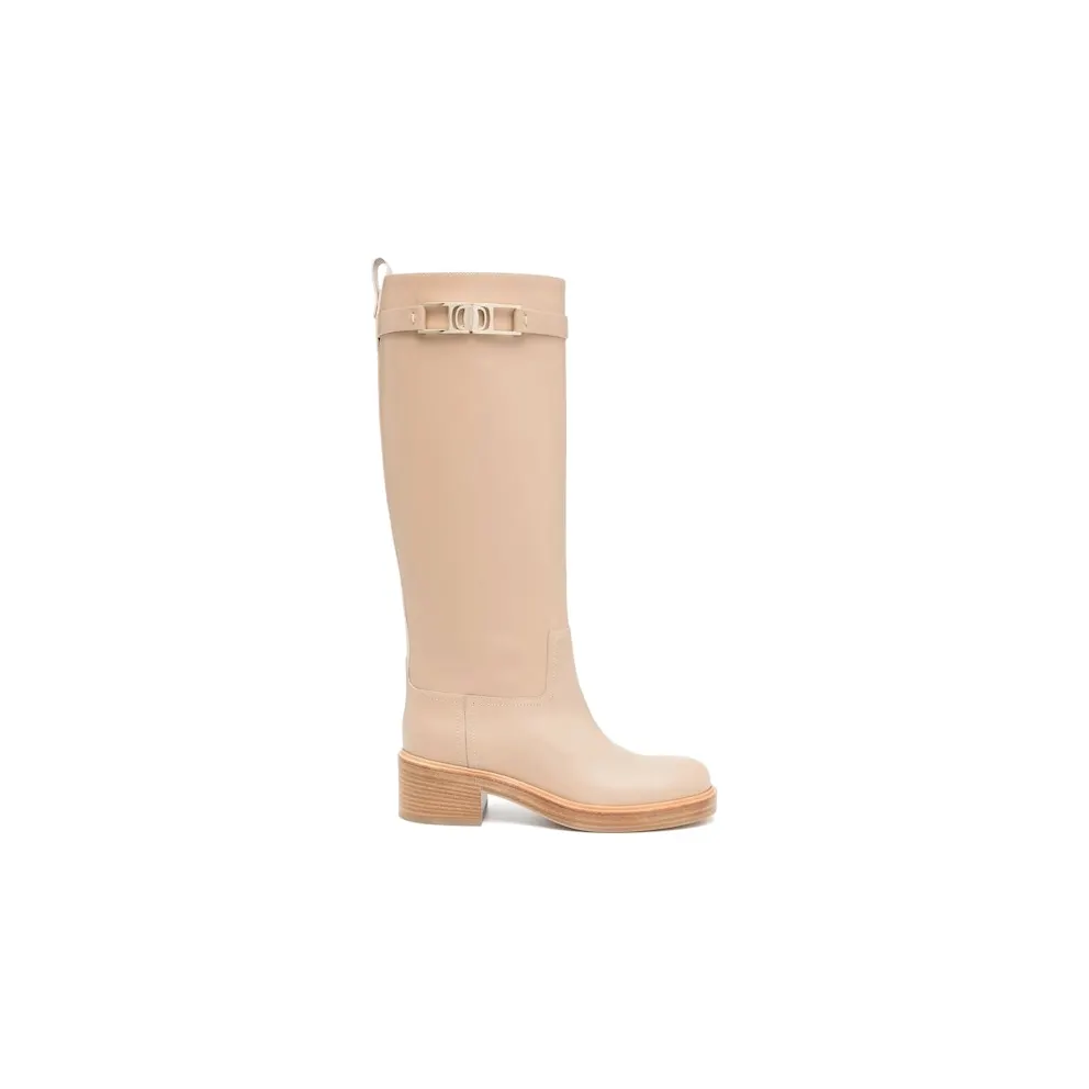 Ferragamo Ornament Square Gancini Boots Beige Khaki (01C904750682)