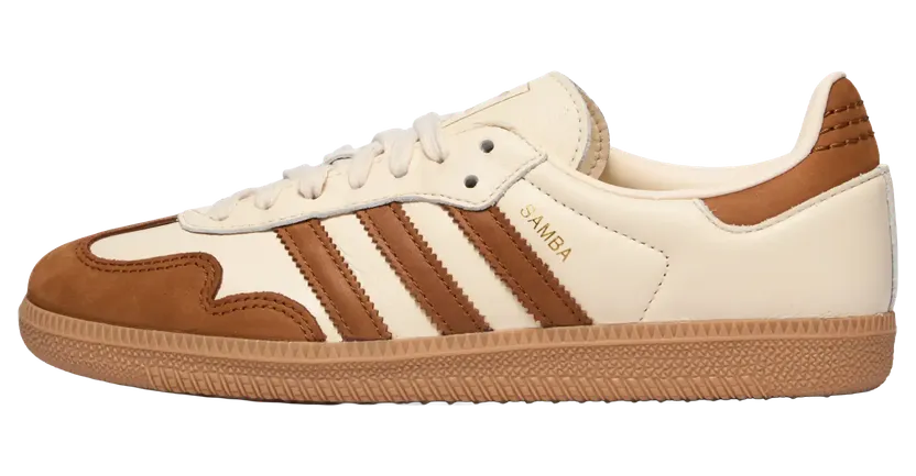 adidas Samba OG “Wonder White Dusky Bronze”: fluweel in aardetinten