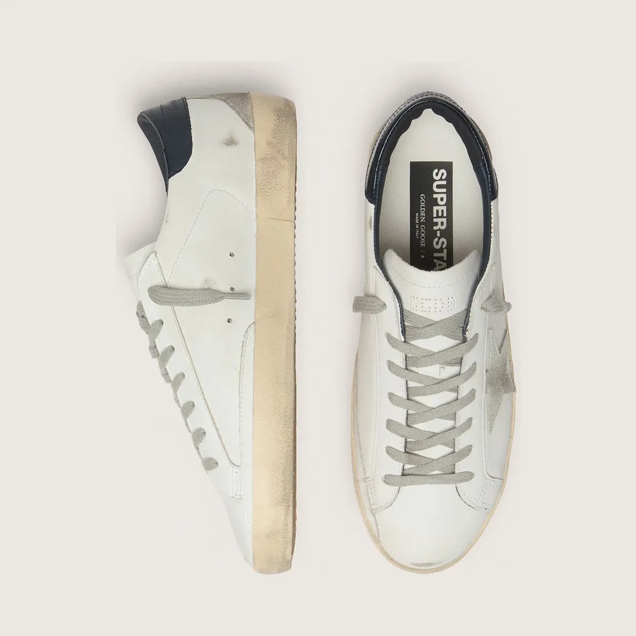 Golden Goose Super-Star With Suede Star And Blue Heel Tab (GMF00102.F000311.10270) (4)