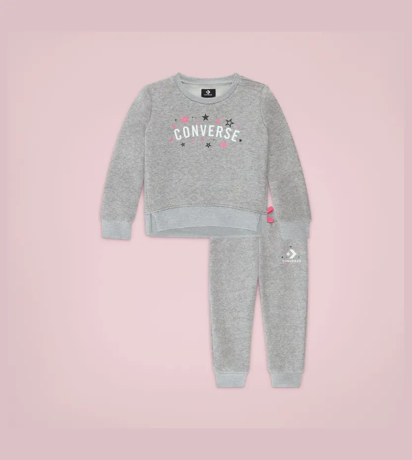 Converse Stardust Long Sleeve Jogger Set Dark Grey Heather (10022458-A01)