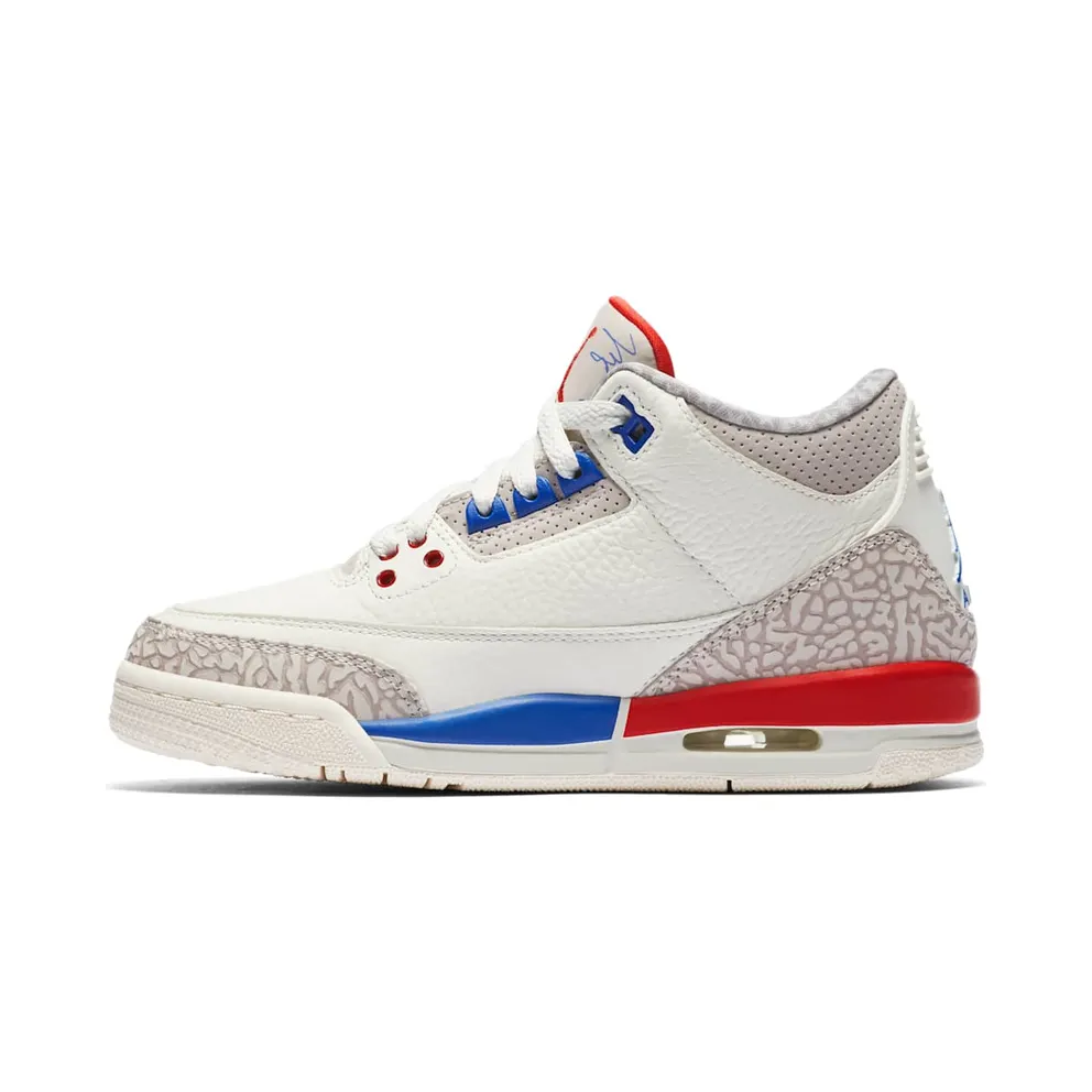 Jordan 3 Retro International Flight (GS) Sail/Sport Royal-Light Bone-Fire Red (398614-140)