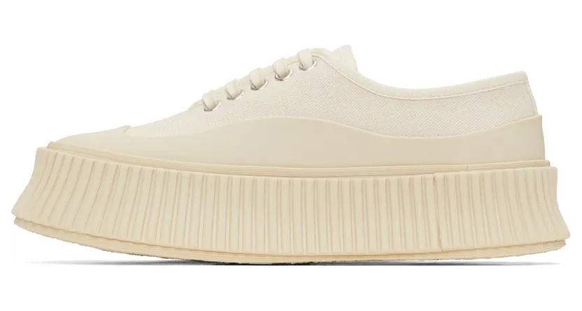 Jil Sander Off-White Canvas Platform Sneakers (JS36072A_14180) (3)