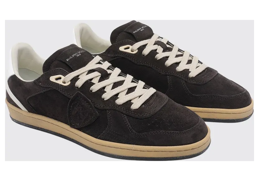 Philippe Model Pgal Suede Calfskin Low-Top Sneakers with Perforated Toe Brown (PGLUD004)