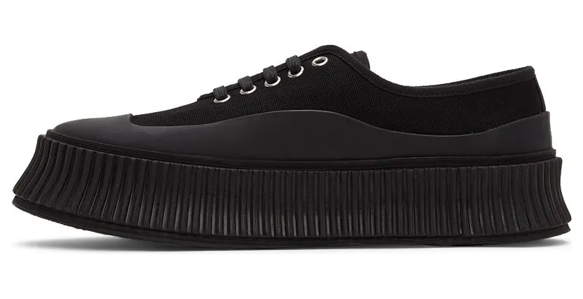 Jil Sander Black Canvas Platform Sneakers (JI36513A_14350) (3)
