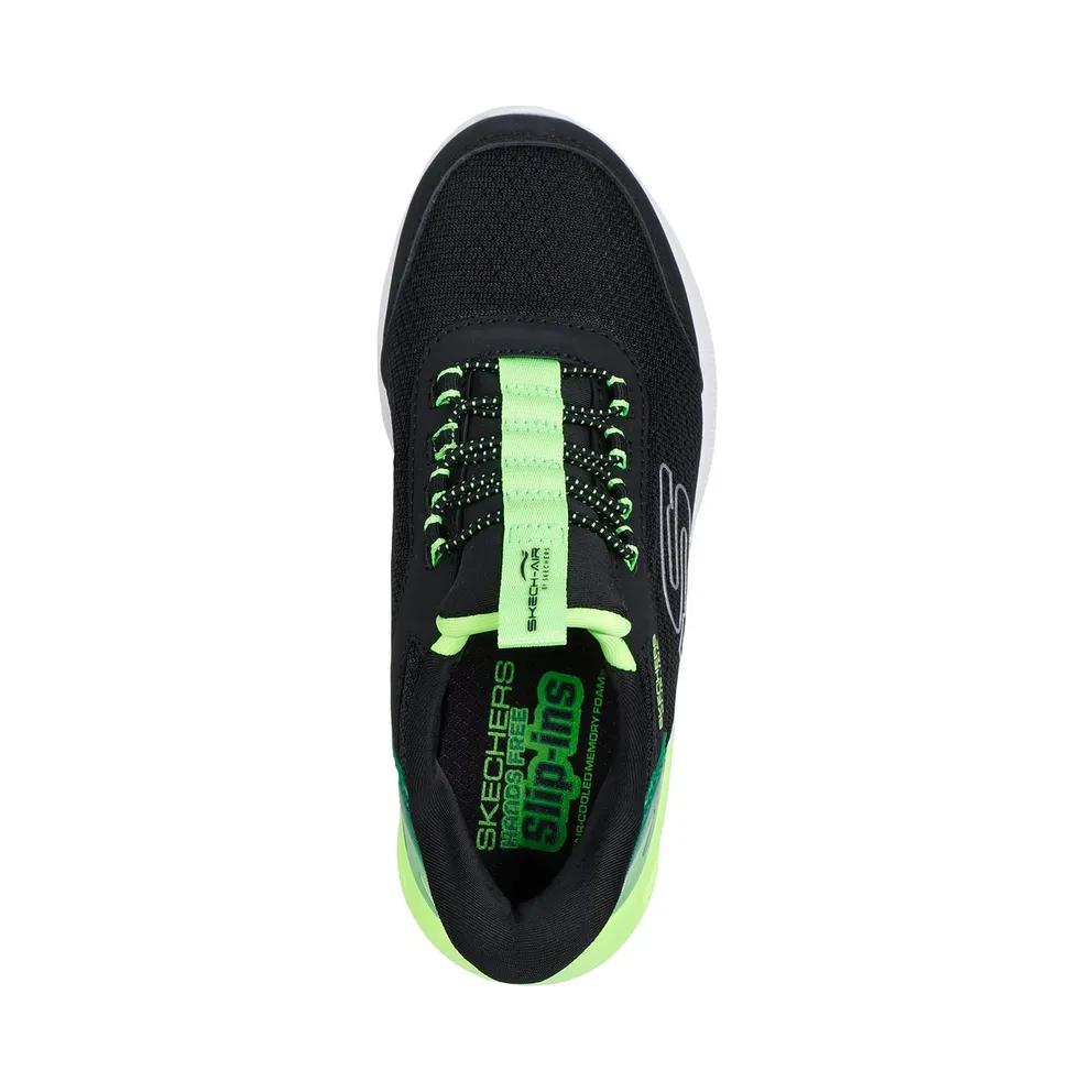 Skechers Slip-ins: Microspec Max “Brisk-Stripe Sneaker Black / Limoen” (403890LBKLM)