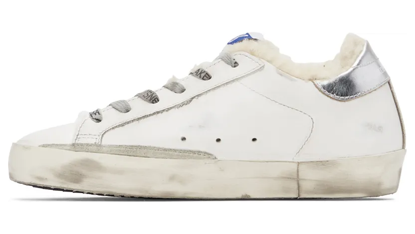 Golden Goose SSENSE Exclusive White & Silver Super-Star Shearling Sneakers (GWF00101.F003012.10224) (3)