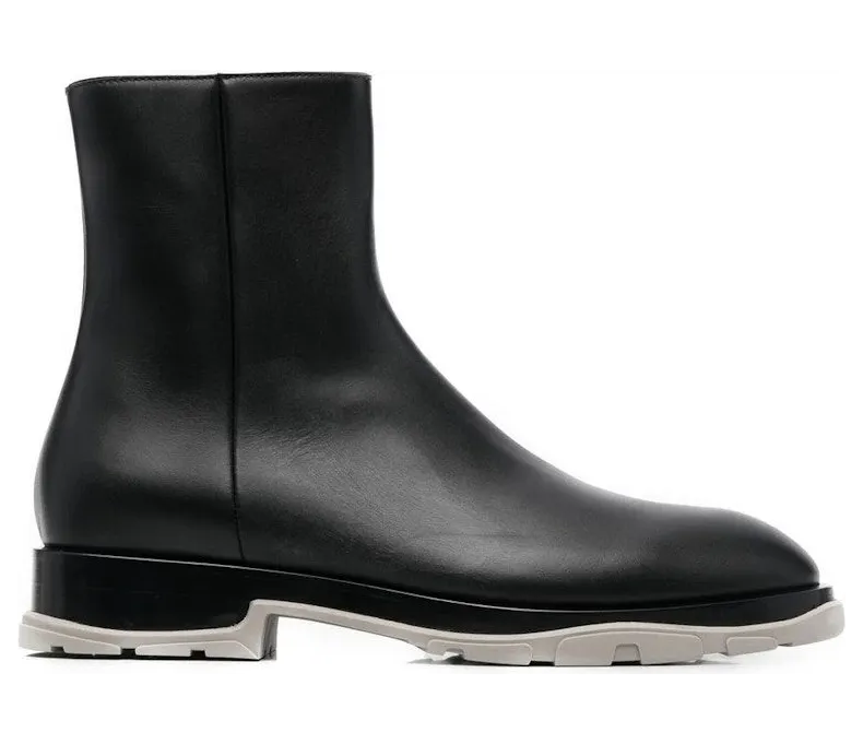 Alexander McQueen Half Leather Boot Black Grey (682816WHFLF1002)