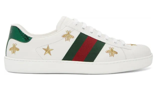 Gucci White Bee and Star New Ace Sneakers (386750 A38F0)