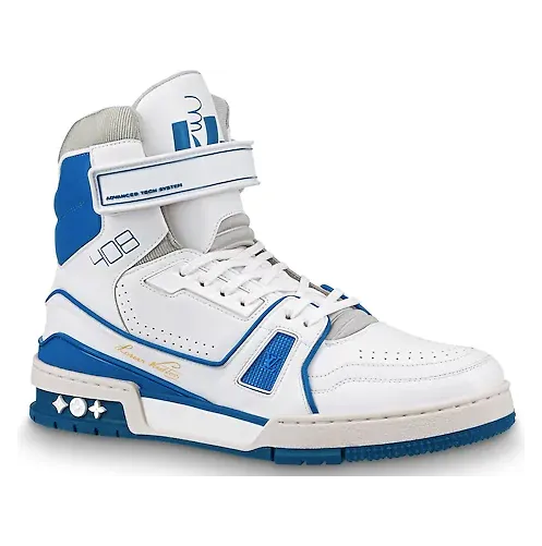 Louis Vuitton LV Trainer Sneaker Boot High White Blue