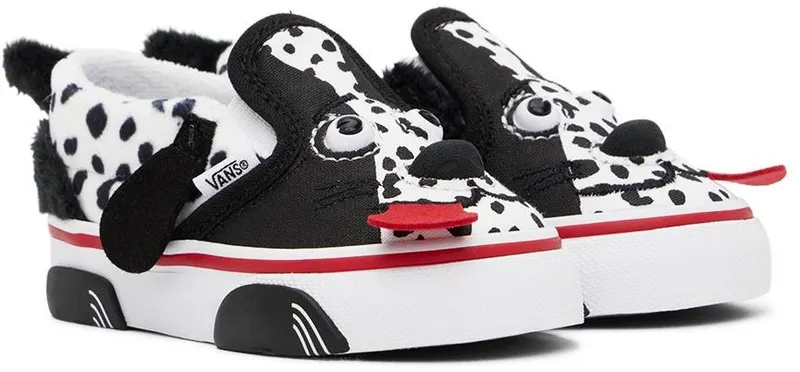 Vans Baby Black & White Dog Slip-On V Sneakers (VN0A4VJM6BT)