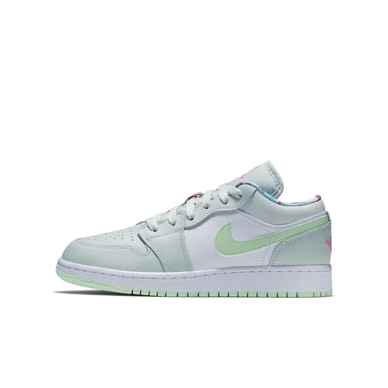 Jordan 1 Low Barely Grey Frosted Spruce (GS) Barely Grey/White-Laser Fuchsia-Frosted Spruce (554723-051)