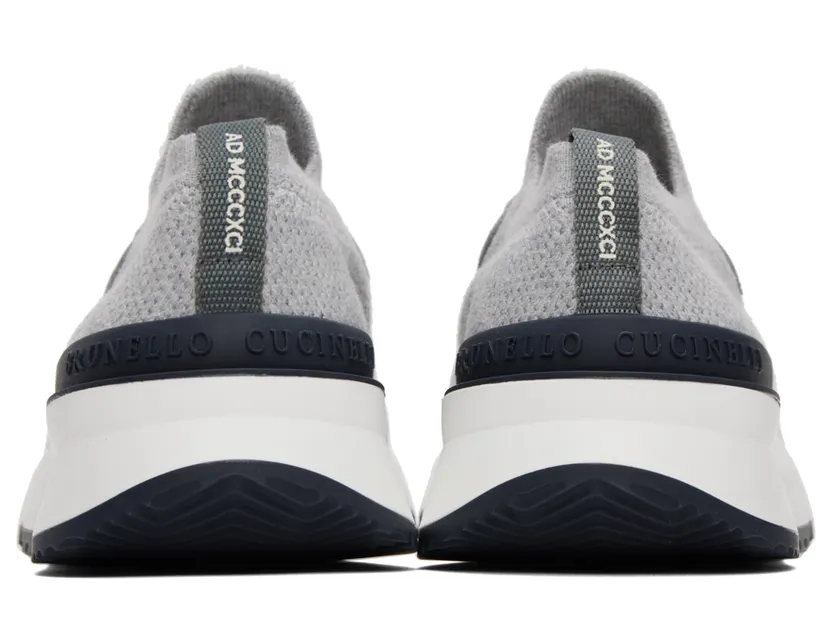 Brunello Cucinelli White Wool Knit Sneakers (MZUPMBO252) (2)