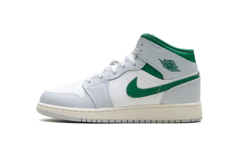 Jordan 1 Mid GS “White Pure Platinum Pine Green” (DQ8423-142)