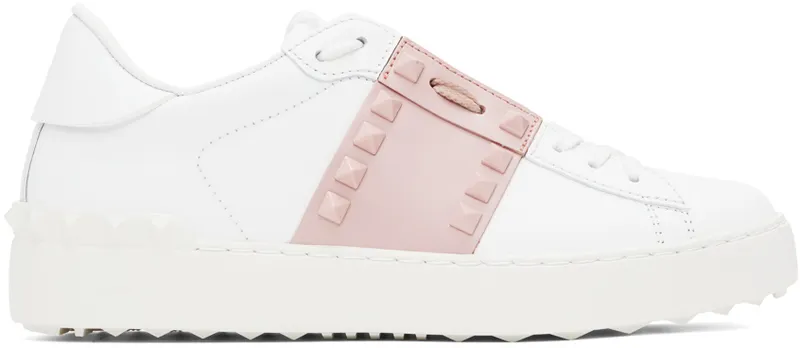 Valentino Garavani White & Pink Rockstud Sneaker (1W0S0A01LTU)