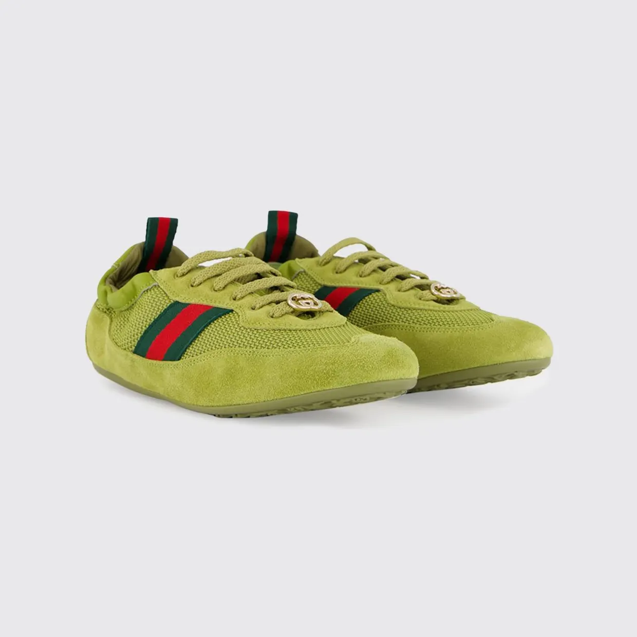 Gucci Shift Suede and Mesh Sneakers Green (857963AAF1Z3150)