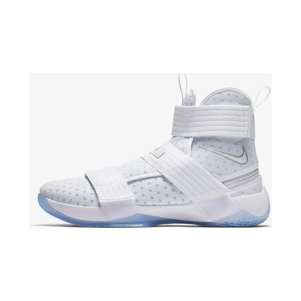 LeBron Soldier 10 “FLYEASE” White/Metallic Silver-Ice Blue (917338-110)