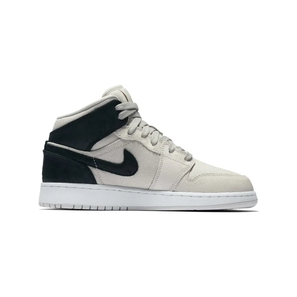 Jordan 1 Mid Light Bone Metallic Gold Black (GS) Light Bone/Metallic Gold-Black (554725-023)