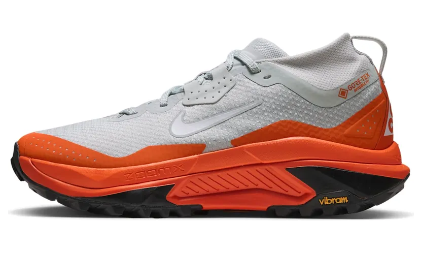 Nike ACG Zegama Trail GORE-TEX Waterproof Trail “Light Silver/Safety Orange/Black/Summit White” (IO7932-001)