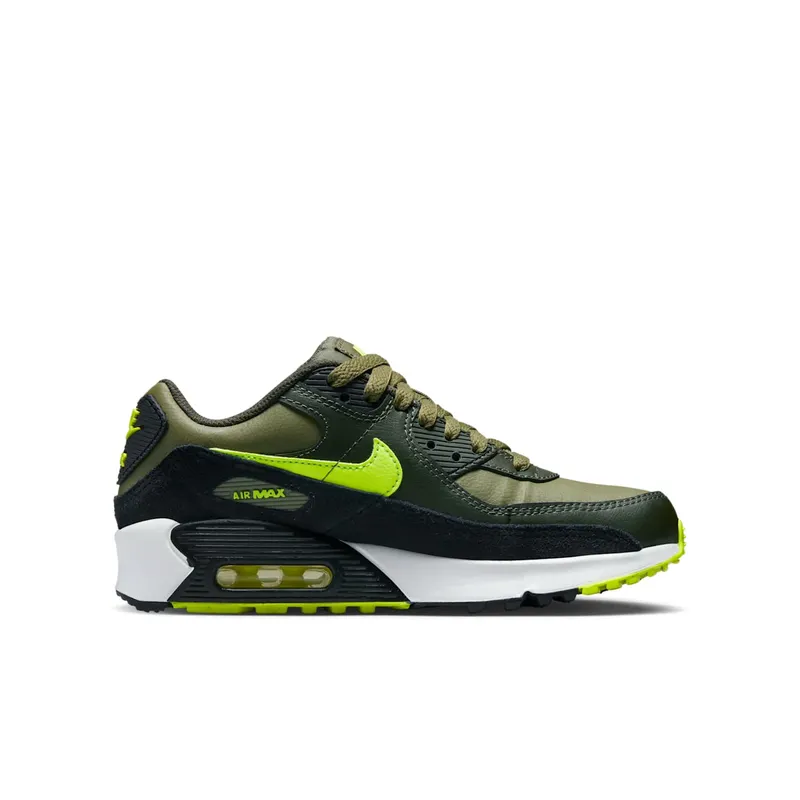 Nike Air Max 90 Leather GS “Medium Olive Volt” (DV3607-200)