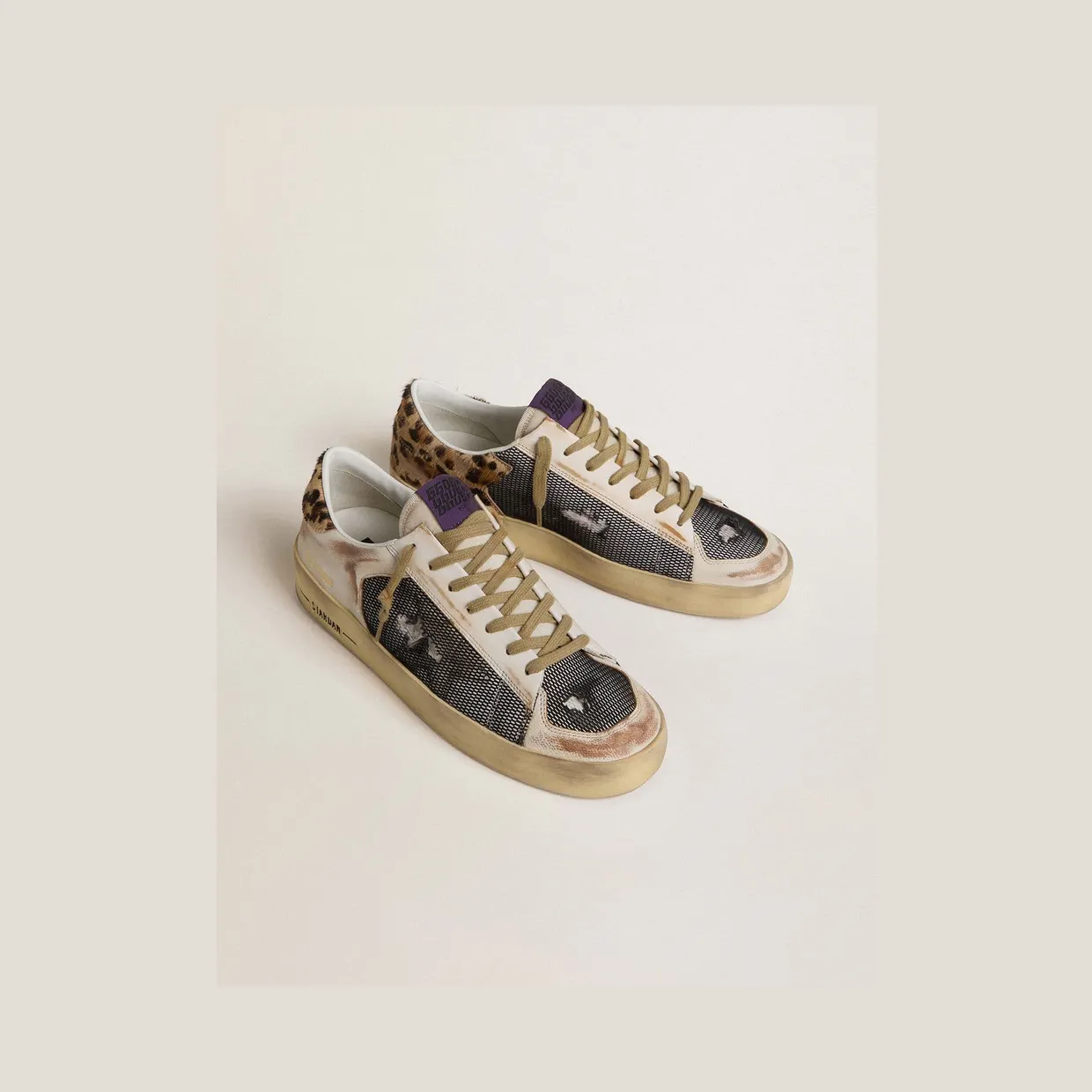 Golden Goose Stardan In Nappa And Mesh With Leopard-Print Pony Skin Heel Tab (GMF00370.F007937.83187) (2)