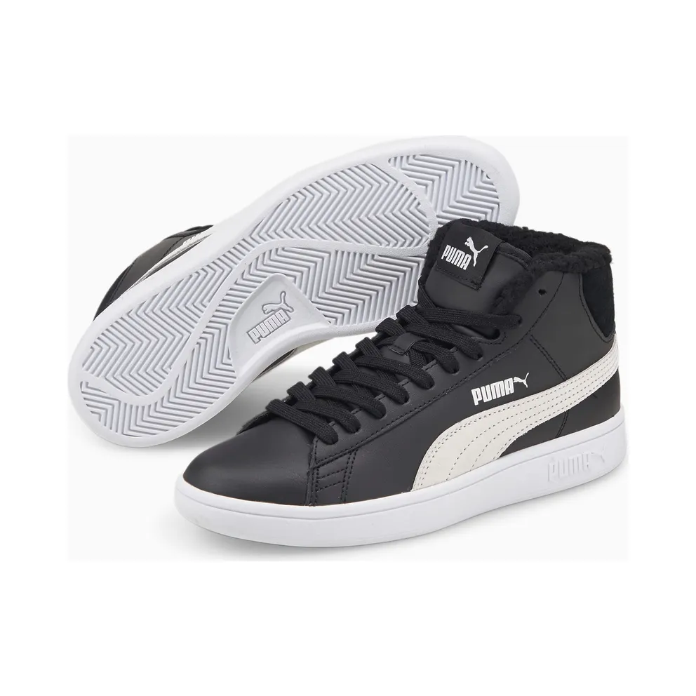Puma Smash V2 Mid Fur White/Black (366895-02)