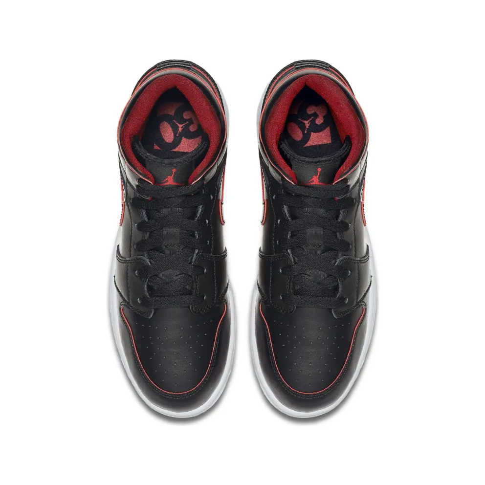 Jordan 1 Mid Lance Mountain Bred (GS) Black/White-Gym Red-Black (554725-028)