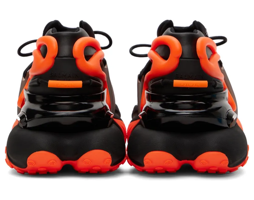 Balmain Black & Orange Unicorn Low-Top Sneakers (YM1VJ309KNCA) (2)